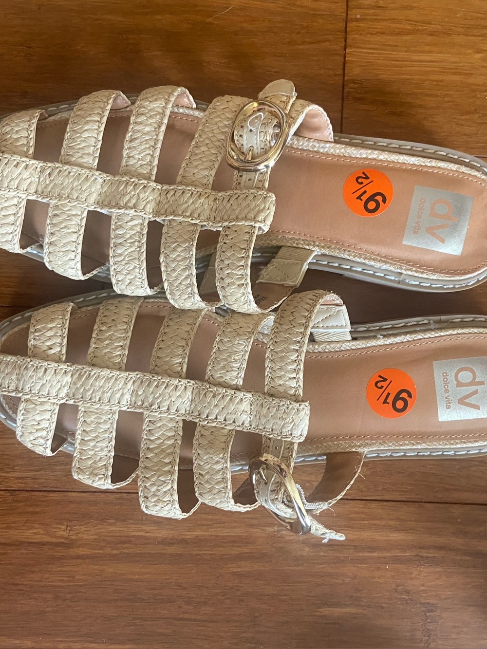 DV by Dolce Vita Ivory Woven Buckle Slide Sandals